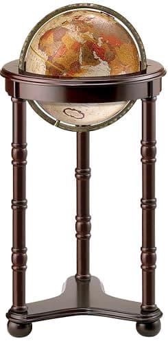 Replogle Lancaster—Bronze Metallic, Dark Cherry Wood Finish, Floor Model Globe, Perfect for Anyone Looking for a Elegant Floor Standing Globe That Fits Small Spaces (12"/30 cm diameter) - Image 1