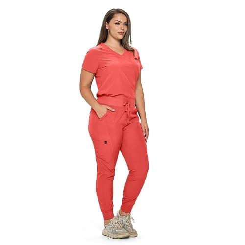 Monarch Uniforms Slim Fit Stretchy Scrubs Women's Jogger Scrub Set Slim Jogger Scrubs with Tuck-In Top for Women - Image 1
