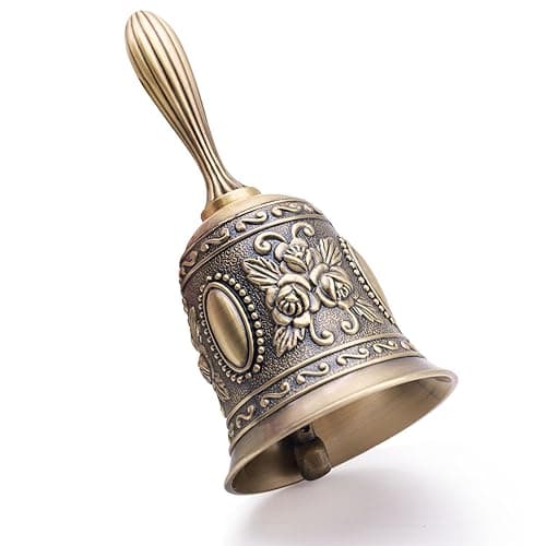 DomeStar Vintage Brass Hand Bell – Loud Call Bell for Bedside, Dinner, Wedding, Christmas & Holiday Party - Image 1