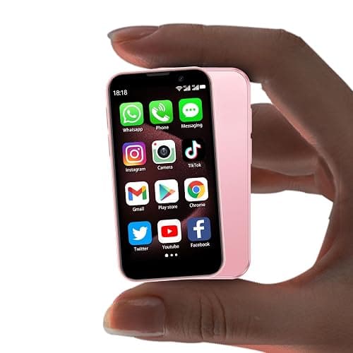 BLKE Max Mini Phone Unlocked World's Smallest 3.0" HD Touch Screen Mini Smartphone Android Compact Mobile Phone for Kids &Students Cell Phone wih Quad-Core Dual SIM Face lD2GB+16GB Pink - Image 1