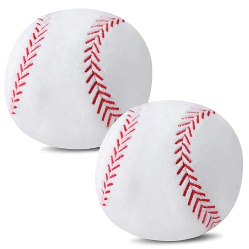 HyDren 2 Pcs Stuffed Baseball Plush Ball - 4.7 Inch Small Soft Plush Baseball Toy Fluffy Baseballs Soft Stuffed Sports Balls for Baby Kids Boys Girls Bedroom Nursery Decoration Christmas Birthday Gift - Image 1
