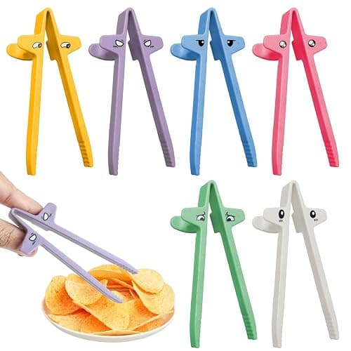 6PCS Finger Chopsticks for Gamers, Snack Grabber & Chip Helper Tool, Cute Emoji Wheat Straw Office Snack Chopsticks, Reusable Non-Slip Gaming Snacking Solution (6 Colors) - Image 1