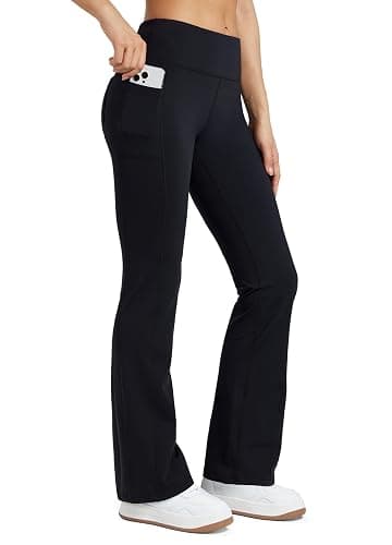 WILLIT Thermo Leggings Damen Winter Gefütterte Fleece Sporthose Yogahose Warm Sport Leggings Laufhose Bootcut Hose High Waist mit Taschen - Image 1