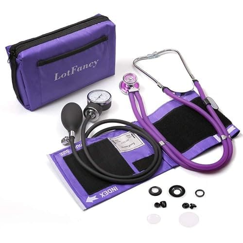 LotFancy Aneroid Sphygmomanometer with Stethoscope Kit, Universal BP Cuff (10”-16”), Adult Professional Manual Blood Pressure Monitor, Zipper Case Included, Purple - Image 1