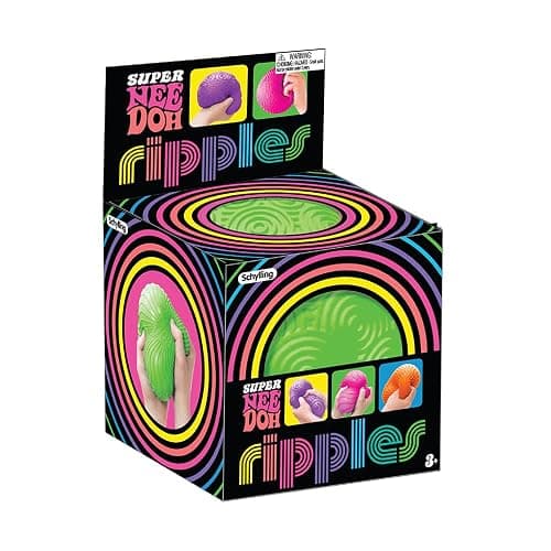 Schylling: Ripples Super NeeDoh - Surprise Style! (1) 4.25" Toy in Assorted Neon Colors & Textures, Doh-Filled, Stress Reliever, Squish-Squeeze-Pull - Image 1