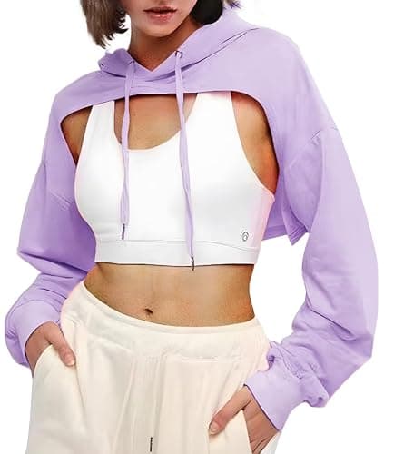 BEJONS Women Long Sleeve Cropped Super Crop Top Hoodies Sweatshirt Aesthetic Punk Hip Hop Dance Sexy Rave Cloth - Image 1