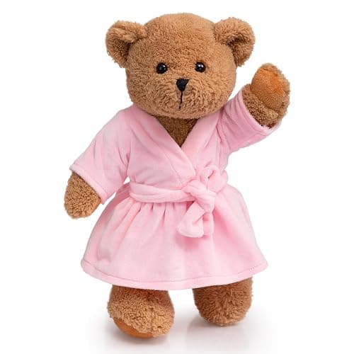 HollyHOME Pajama Bear Get Well Soon Teddy Bear in Bathrobe Plush Toy Birthday Bedtime Gift for Girls 16 inches - Image 1