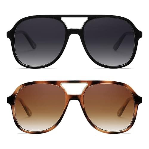 Appassal Retro Polarized Aviator Sunglasses Womens Men Vintage Double Bridge Square Sun Glasses AP3606 - Image 1