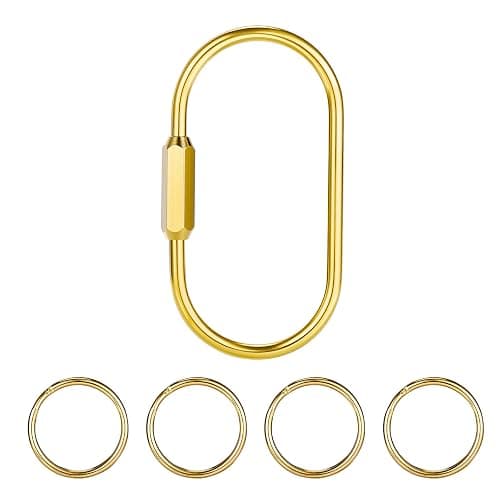 Tiezzi Gold Brass Key Rings, Carabiner Clip for Labubu Lock Keychain, Screw Lock Keys Organizer, Purse Bag Accessories Charms - Image 1