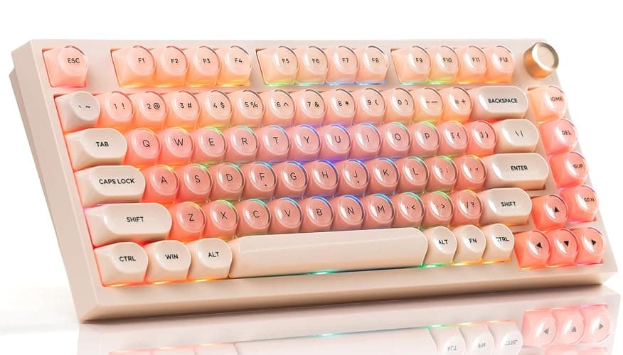 COSTOM WK75 75% Wireless Gaming Mechanical Jelly Keyboard, BT5.0/2.4GHz/USB-C, Hot Swappable Pre-lubed Custom Linear Switches, Gasket Structure, RGB Backlit Cute Keyboard for PC/Laptop/Xbox(Pink) - Image 1