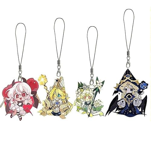 Hxsh Industrial 4 PCS Cookie Run Kingdom Inspired Phone Charm - Cute Character Acrylic Pendant, Anti-Loss Keychain Accessory for Phone, Bag, Gift. - Image 1