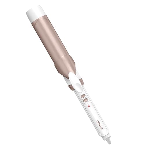 Conair Double Ceramic 1 ½-Inch Curling Iron, 1 ½-Inch Barrel Creates Soft Waves & Curls, Hair Curler for Use on Medium & Long Hair, White/Rose Gold - Image 1