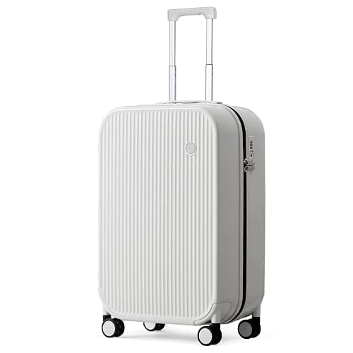 mixi 20 Inch Carry On Luggage PC Hardside Suitcases with Wheels & TSA for Travel Woman Men, Smoke White - Smoke White TSA2 - 20-inch - Image 1