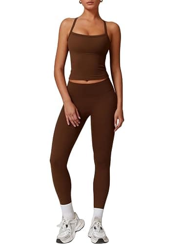 ABOCIW Workout Sets for Women 2 Piece Padded Sports Bra Tank Top High Waist Leggings Sets Gym Yoga Work Out Clothes - Image 1