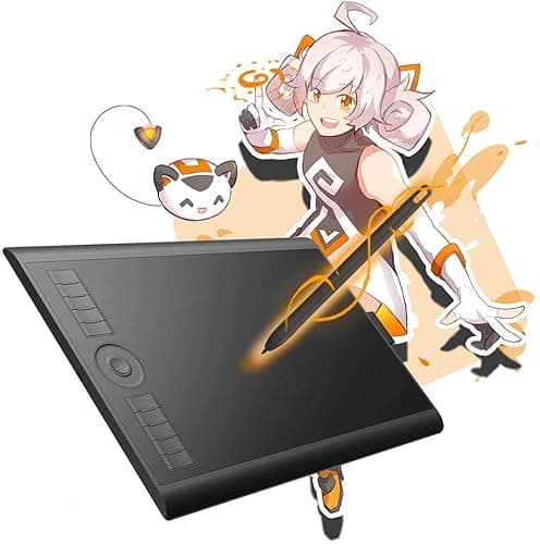 GAOMON M10K Drawing Tablet, 10x6 inch Large Graphics Tablet with Touch Ring, 8192 Levels Battery-Free Stylus, 10 Hot Keys, Art Tablet for Design, Writing, Editing, Work with Mac, Windows, Android - Image 1