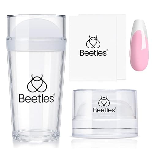 Beetles French Tip Nail Stamp Tool 4Pcs Short Clear Silicone Nails Stamping and Long French Tip Stamper with Nail Scraper Art Tips Printing Stamper Tool Set for Manicure Home DIY Salon - Image 1