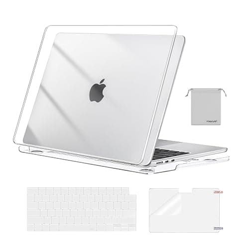MOSISO Compatible with MacBook Air 13 inch Case 2026 2025 2024 2023 2022 M4 A3240 M3 A3113 M2 A2681,Plastic Hard Shell&Keyboard Cover&Screen Film&Pouch for MacBook Air 13.6 inch Case, Crystal Clear - Image 1