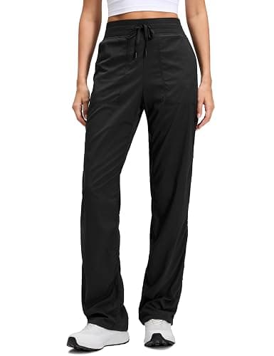 CRZ YOGA Lightweight Straight Leg Workout Pants for Women 28"/30"/32" - Ruched Casual Work Athletic Joggers with Pockets - Image 1