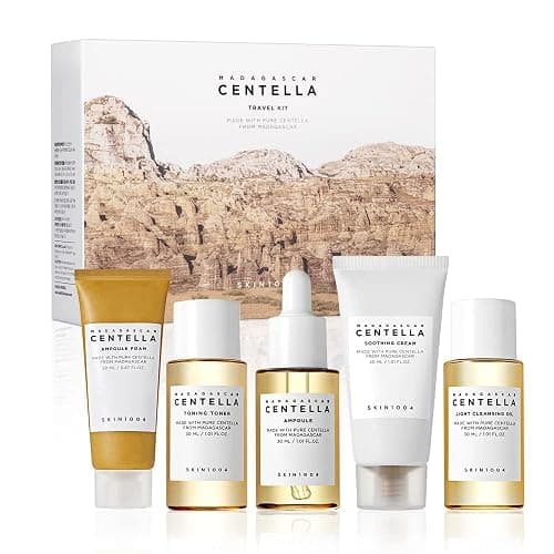 SKIN1004 Madagascar Centella Travel Kit, Toner, Ampoule, Soothing Cream, Cleansing Oil, Ampoule Foam, Basic Skincare Box, Compact Size, Gift Sets, Mothers Day Gifts for Mom Gifts for Women, Trial Kit - Image 1