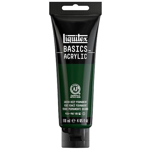 Liquitex BASICS Acrylic Paint, 4-oz Tube, Permanent Green Deep | Medium Viscosity, Satin Finish, Lightfast, Fine Art Pigments, Range of Opacities, Easy Blending - Image 1
