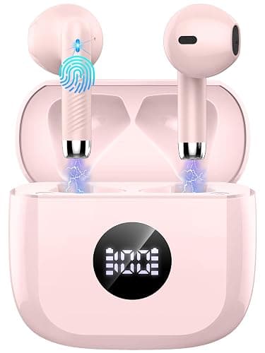 Wireless Earbuds, Bluetooth 5.4 Headphones in Ear with 4 ENC Noise Cancelling Mic, Bluetooth Earbuds 40Hrs Playtime, Wireless Earphones HiFi Stereo Deep Bass, IP7 Waterproof, USB-C Fast Charge Pink - Image 1
