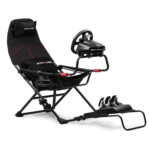 GTPLAYER Sim Racing Cockpit Foldable & Adjustable for High Performance Sim Racing Compact & Flexible Supports All Steering Wheels & Pedals for PC Wheel and Pedals Not Included, Red - Image 1