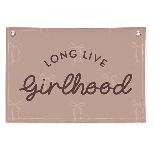 XYDEG Pink Girls Room Decor,Vintage Coquette Bow Hanging Linen Banner Flag for Baby Girls Nursery Teen Girl Bedroom Dorm Decorations Kids Toddler Room Nursery Playroom Wall,girlroom - Image 1