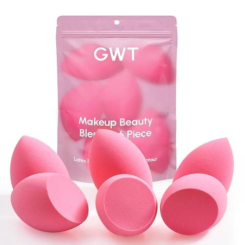 GWT Makeup Sponge Set, 6 Pcs Latex-Free Beauty Blender Sponges for Foundation, Liquid & Cream, Ultra-Soft Wonder Sponges, Multi-Angle Blending, Ideal Stocking Stuffers for Women - Image 1