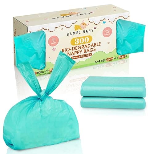 ECO Bambi Baby ™ 100% Biodegradable and Compostable 300 Nappy bags| Antibacterial Diaper Disposal Sacks in Kraft Box | Essentials for Newborn Babies and Young Children - Image 1