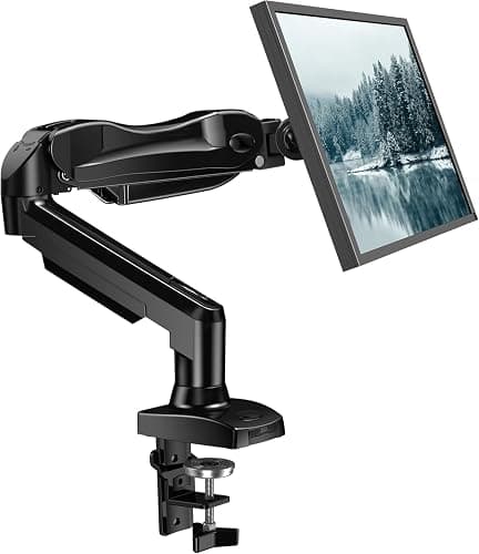 HUANUO Single Monitor Mount, 13 to 32 Inch Monitor Arm, Adjustable Monitor Stand, Vesa Mount with Clamp and Grommet Base - Fits 4.4 to 19.8lbs LCD Computer Monitors - Image 1