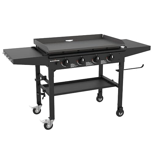 Blackstone 36 Inch 4 Burner 60,000 BTU Portable Steel Griddle Cooking Station with Foldable Legs, Grease Pan, and Storage Rack, Black - Image 1