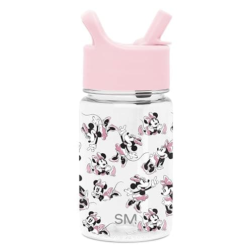 Simple Modern Disney Minnie Mouse Kids Water Bottle Plastic BPA-Free Tritan Cup with Leak Proof Straw Lid | Reusable and Durable for Toddlers, Girls | Summit Collection | 12oz, Minnie Mouse Retro - -Disney-Minnie Mouse Retro - Straw Lid | 12oz - Image 1