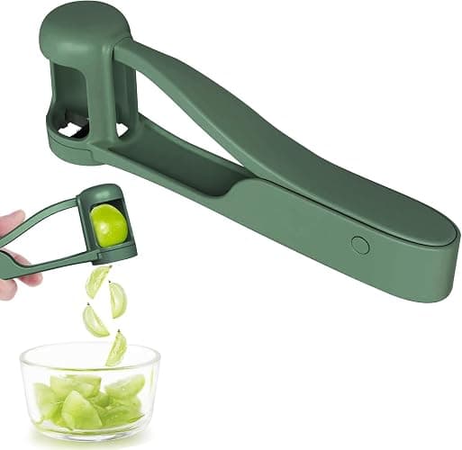 EWUVP Grape Cutter for Toddlers, Grape Slicer for Baby, Cherry Tomato Strawberry Cutter Quarter Fruit Slicer Tool for Vegetable Fruit Salad Cake Decoration, Stainless Steel Kitchen Gadget(Green) - Image 1