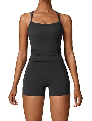 QBGJTD Two Piece Workout Sets For Women Tank Top Matching High Waist Booty Lifting Shorts Gym Yoga Active Wear Outfits - Image 1