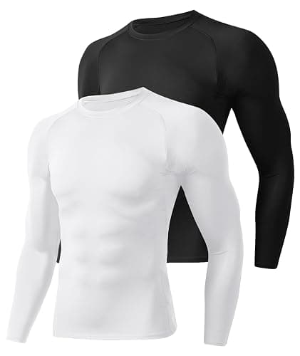 Compression Shirts for Men - Long Sleeve Black Workout Base Layer Athletic Gym Tops Quick Dry Running Undershirts - Image 1