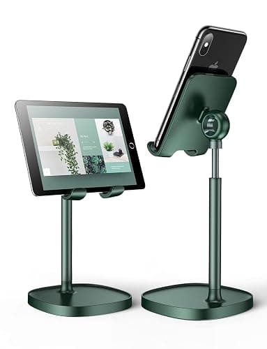 LISEN Green Office Accessories and Decor, Green Phone Stand Computer Office Fun Desk Accessories Bathroom Essentials Desk Accessories for Kindle Stand Moms Gift Birthday Decorations 4-10 inch - Image 1