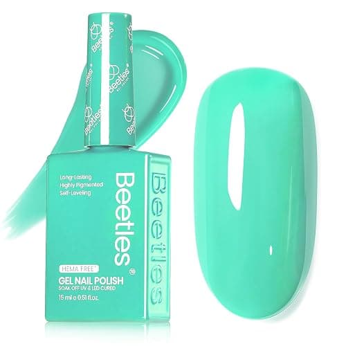 Beetles Green Teal Gel Nail Polish - Hema-Free Turquoise Mint Green Soak Off Gel Polish Island Reverie for DIY Manicure Salon 0.5Oz - Image 1