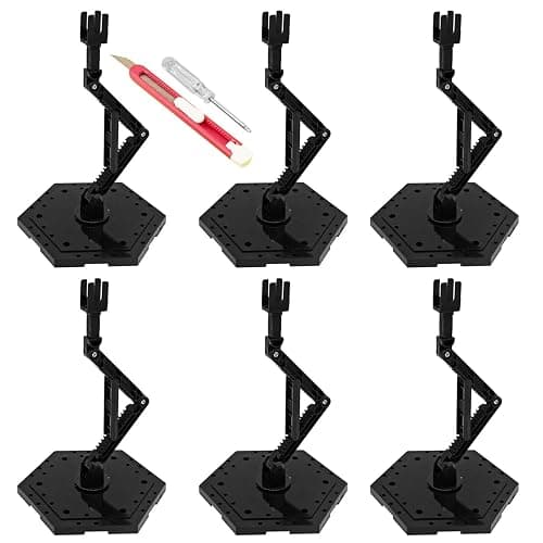 TWKUPWO Hobby Model Action Base Display Stand, Gundam Action Figure Stand Compatible with MG RG HG Universal Models (6sets Black) - Image 1