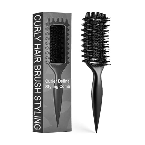 Curly Hair Brush Candybrush Curl Defining Brush for Detangling Shaping and Defining Curls for Women, Men, Wet & Dry Hair (Black) - Image 1