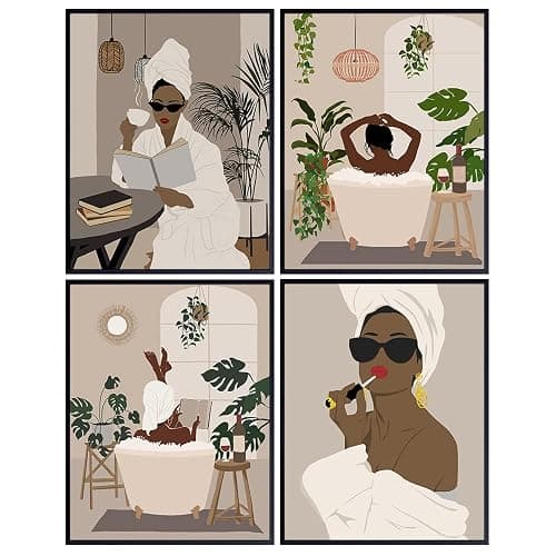 Black Art - African American Bathroom Decor - African American Women, Woman - Afro Wall Art - Black Culture - Guest Bath, Powder Room, Restroom Sign - Aesthetic Minimalist Decorations, Accessories - Image 1