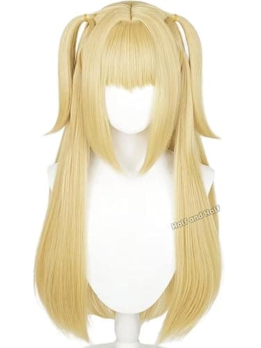 MisaAmane Cosplay Wig Long Blonde Anime Ponytail Wigs with Bangs | Light Golden Gothic Twin Tails Wigs 27.5'' Synthetic Hair Wig for Women Halloween Party Daily - Image 1