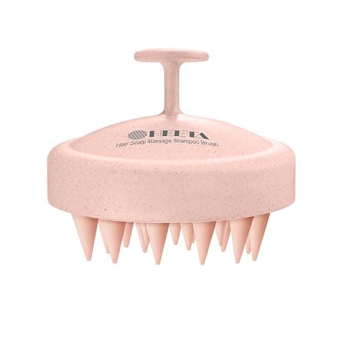 HEETA Scalp Massager Hair Growth, Silicone Scalp Scrubber Shampoo Brush for Exfoliation, Dandruff Removal & Head Massage Stress Relax, Wet & Dry Use for Thick, Thin Hair Care, Wheat Straw Light Pink - Image 1