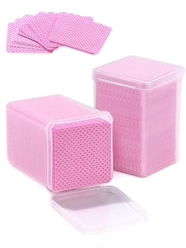 TEOYALL Lint Free Nail Wipes, 400 PCS Non-Woven Fabric Nail Cleaning Pads Pink Lash Extensions Glue Cleaning Wipes Salon Supplies - Image 1