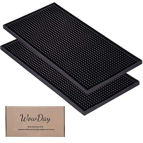 Bar Mat for Cocktail and Coffee Bar 6" x 12" Rubber Bar Service Spill Mat for Cocktail Bartender Coffee Bar or Countertop Mats Glass Drying Mat (Black) - Image 1