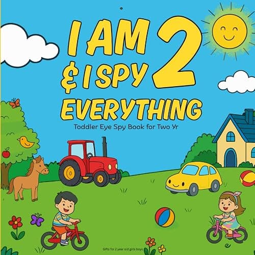 Gifts for 2 Year Old Girls Boys : I Am 2 & I Spy Everything : Toddler Eye Spy Book for Two Yr: Fun Search & Find Activity Book for Toddlers Featuring Animals, Tractors, Farm Life, Vehicles, and more. Includes Simple Shapes, Colors, and Counting Practice - Image 1