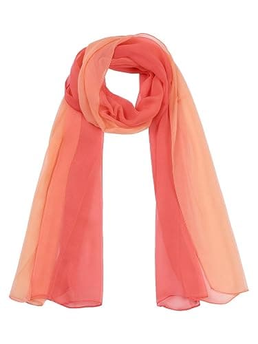 uxcell Long Chiffon Lightweight Sheer Wedding Scarf Silky Gradient Color Party Shawl Spring Summer Beach Wrap for Women - Image 1