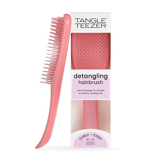 Tangle Teezer Ultimate Detangler Curly Hair Brush, Dry & Wet Hairbrush, Reduces Frizz & Breakage, for 3C to 4C Curly Hair Types, Coral Pink - Image 1