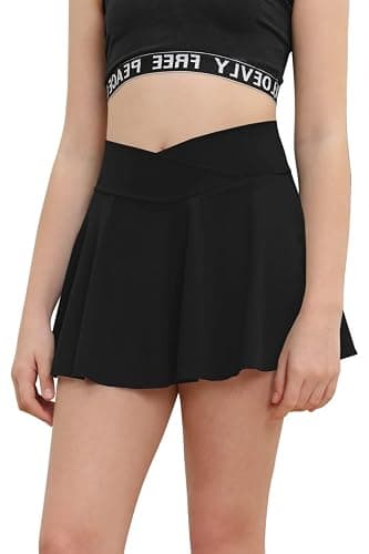Haloumoning Girls' Tennis Skirt with Pockets Inner Shorts Dance Skirt Golf Skorts Pleated Sports Skirt Children High Waist Summer Skirt Mini Skirt - Image 1