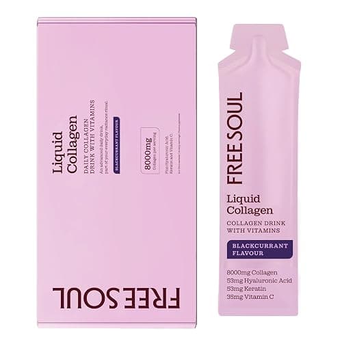 Marine Liquid Collagen 8000mg with Hyaluronic Acid, Keratin, & Vitamin C | 14 x 8000mg Hydrolysed Collagen Peptides Sachets | High Absorption Collagen Liquid Supplement by Free Soul - Image 1