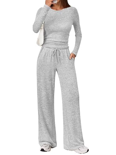 LILLUSORY Womens 2 Piece Matching Lounge Sets 2025 Fall Fashion Knit Sweater Airport Travel Vacation Outfits Gym Sweatsuits - Image 1